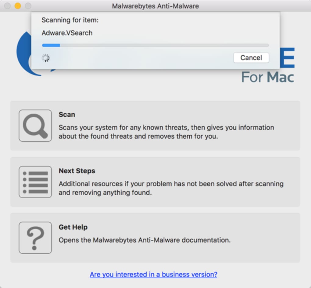 malwarebytes for mac hangs on adware.vsearch
